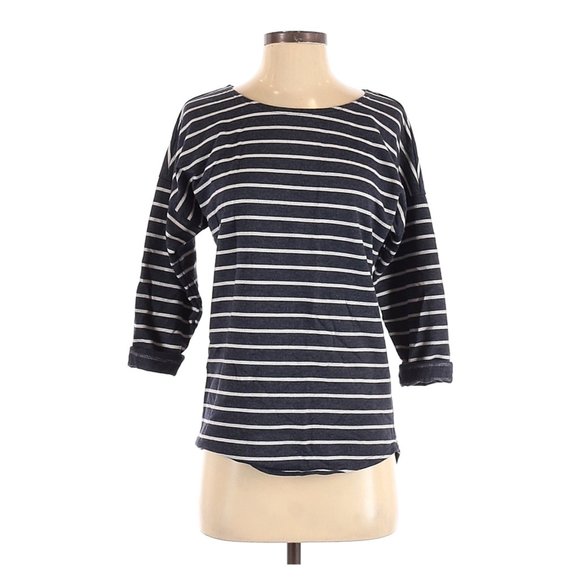 Divided by H&M Grey and White Striped 3/4 Sleeve Shirt size Small